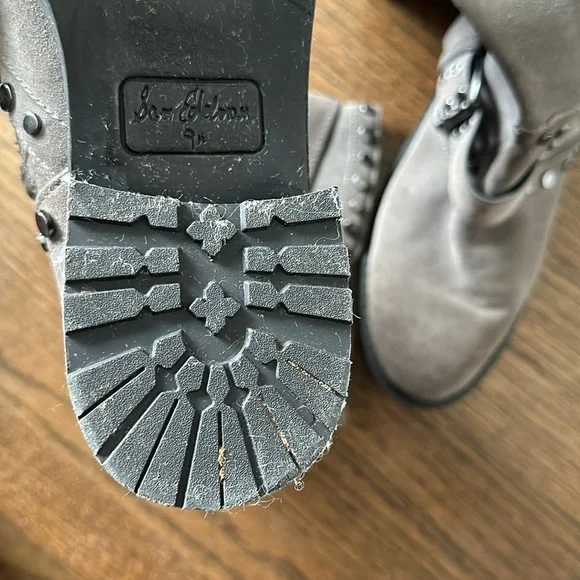 Sam Edelman Deryn Extra Rugged Distressed Discolored Studded Moto Suede Boots - Picture 16 of 17